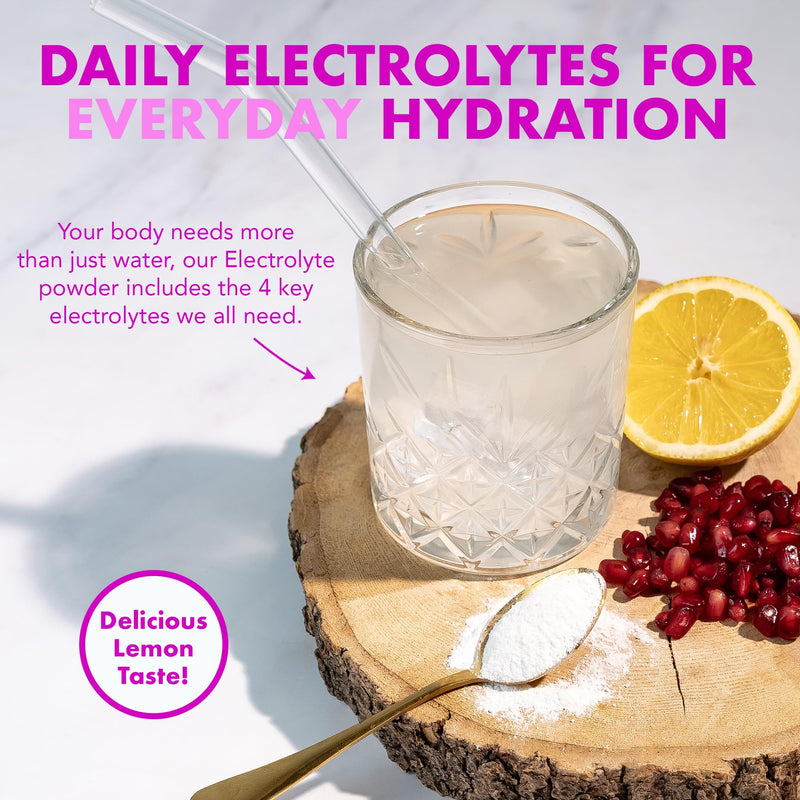 Spruce Daily Electrolytes – Zero Sugar Hydration Sachets with Potassium, Sodium, Magnesium, Vitamins & Minerals for Rehydration & Recovery – Lemon & Pomegranate – 28 Sachets Pack of 28