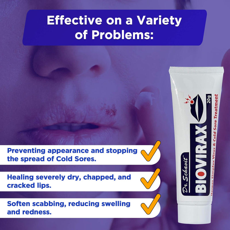 [Australia] - BioVirax Cold Sore Treatment – Natural Healing Cream, Prevent Spread of Cold Sores – Home Remedy, Easy Application 20 mg 