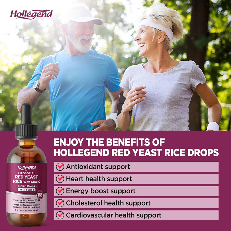 [Australia] - Liposomal Red Yeast Rice with CoQ10 Liquid Drops, 1200mg Red Rice Yeast Extract for Cholesterol Supplement,with Citrus Bergamot & Vitamins for Antioxidant,Heart Health, Vegan,2 FL OZ 