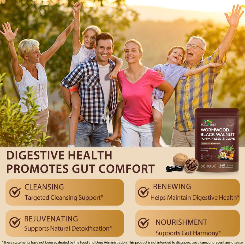 Wormwood Black Walnut Clove Cleanse for Adults, 18-Herb Botanical Blend for Digestive & Intestinal Balance, with Pumpkin Seed, Turmeric, Garlic & Oregano, 80-Day Supply, 240 Softgels 1
