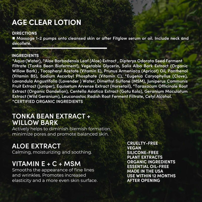 FITGLOW Beauty Age Clear Lotion, 50ml | Plant-Powered Vitamin C & Dragon Fruit Moisturizer, Anti-Aging for Clear Skin, Blemish Defense & Pore Refining Lotion