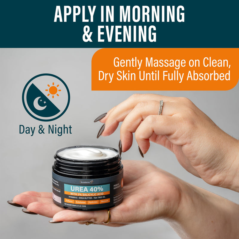 [Australia] - NUVADERMIS Urea Cream 40 Percent for Feet - 40% Urea Foot Repair Lotion - Maximum Strength For Dry Cracked Heels - 2% Salicylic Acid, Shea Butter, Tea Tree Oil, Vitamin E - 14 oz Jar Large 