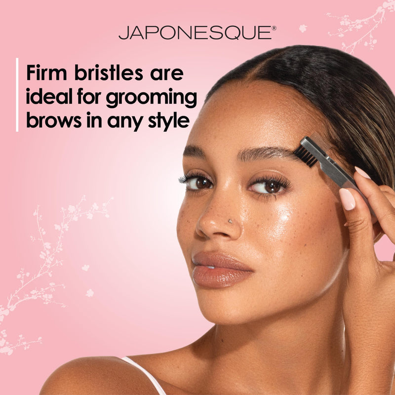 JAPONESQUE Premium Brow Shaper 3-IN-1 Tool Features a Slant Tweezer, Brow Brush & Lash Comb. Precision Crafted, Hand Sharpened Tips for Shaping & Defining Brows