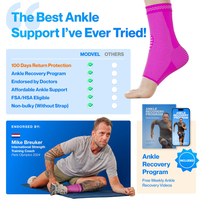 Modvel Foot & Ankle Brace Socks for Sprained Ankle Compression Sleeve - Foot Support for Women & Men - Tendonitis & Arthritis Ankle Brace Sports Running, Torn Ligaments & Women Stabilizing Ankle Wrap