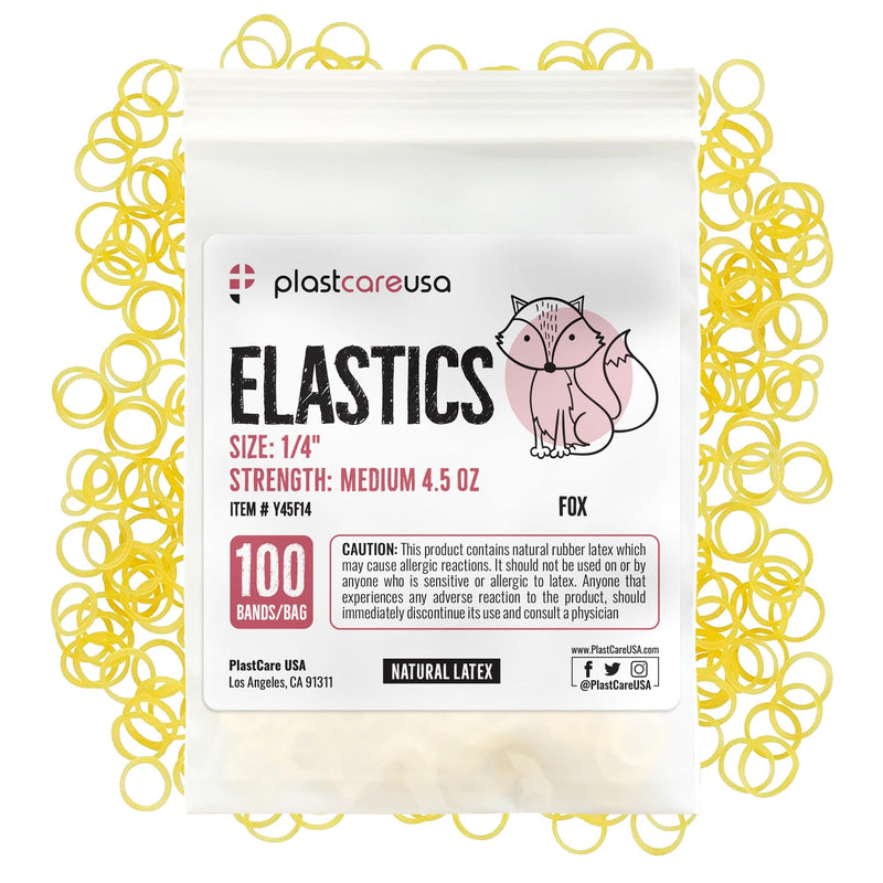 1000 (1/4" Fox, Medium 4.5 Oz) Orthodontic Latex Elastic Rubber Bands for Braces - Multi-Size Dental Elastics Kit, Heavy-Duty Ortho Bands for Gap Closure & Teeth Alignment (10 Bags of 100) 1/4" Fox