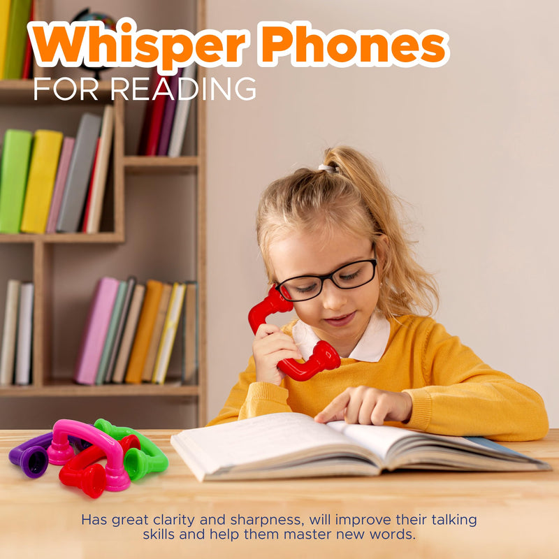 [Australia] - 4E's Novelty Whisper Phones for Reading - Pack of 4 - Auditory Feedback, Hear Myself Sound Phone - Accelerate Reading Fluency, Comprehension & Pronunciation - Speech Therapy Materials Toys 