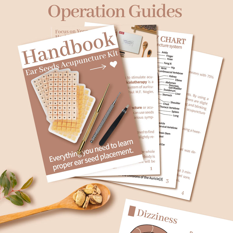 [Australia] - 1200Pcs Ear Seeds Acupuncture Kit, Auricular Sticker Kit with Ears Seed, Acupuncture Pen, Acupressure Ear Chart,Tweezers 