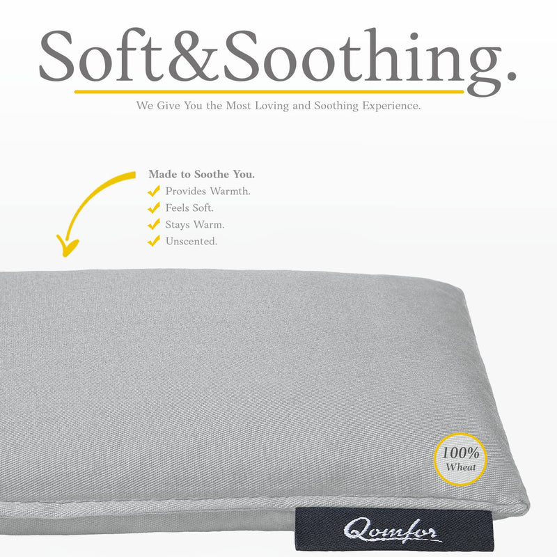 [Australia] - Grain pillow - heat pillow microwave made of cotton 46 x 12 cm - wheat filled - soft spelled pillow for pain relief back, neck and shoulder - great gift - light gray 