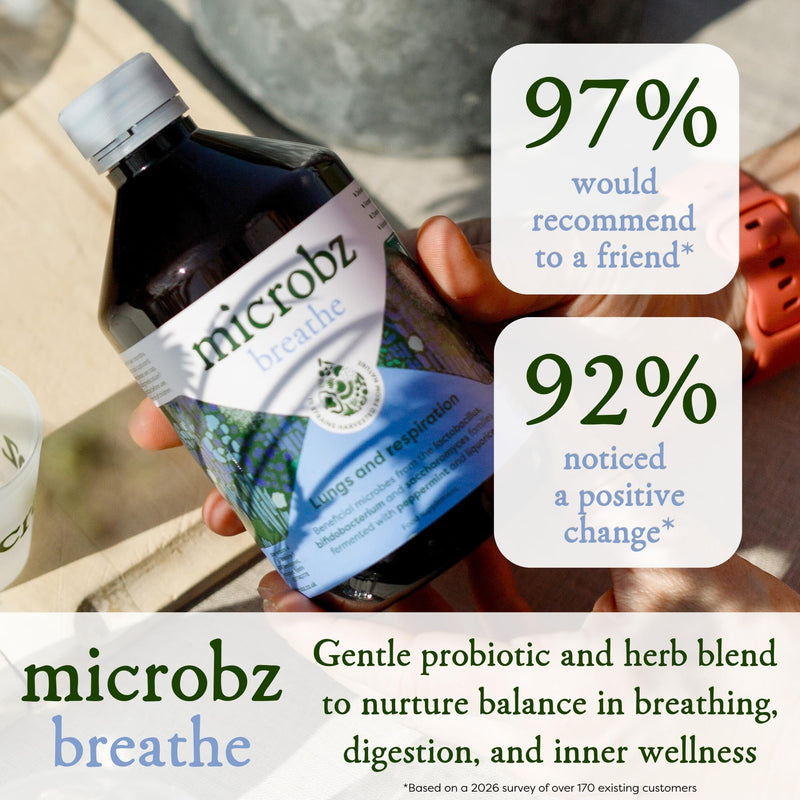 MICROBZ Breathe Liquid Probiotics for Gut Health – Award-Winning Probiotic Supplement with 15 Strains & Fermented Herbs for Respiratory Health – Gluten Free & Vegan Probiotic Drink – 31 Servings 7. Breathe
