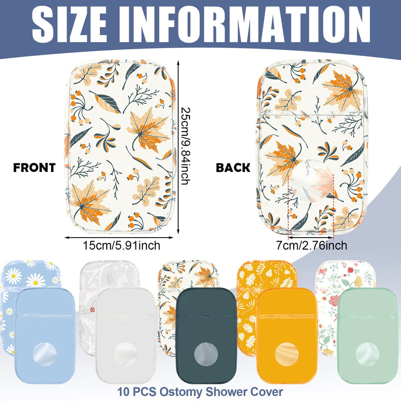 10 Pcs Ostomy Bag Covers Waterproof Ostomy Shower Cover Lightweight Colostomy Bag Covers Washable Ostomy Pouch Covers Ostomy Pouch Liner with Adjustable Opening for Women Men Care Protector