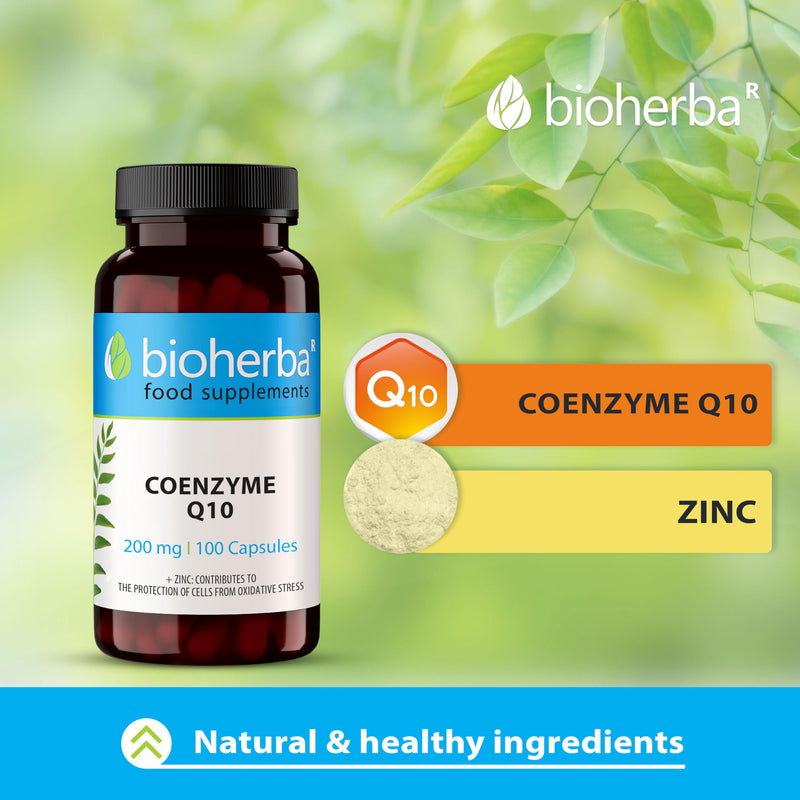 Coenzyme Q10 Capsules 200 mg –200 Count with Zinc – Dietary Supplement – BIOHERBA 200 pcs