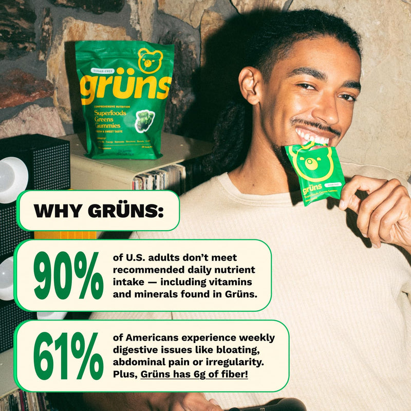Adult Greens Gummies & Daily Multivitamin, Prebiotic Fiber, 10 ct | Daily Supplement for Men and Women with Vitamins, Minerals, Adaptogens, and Fiber 10 Count (Pack of 1)