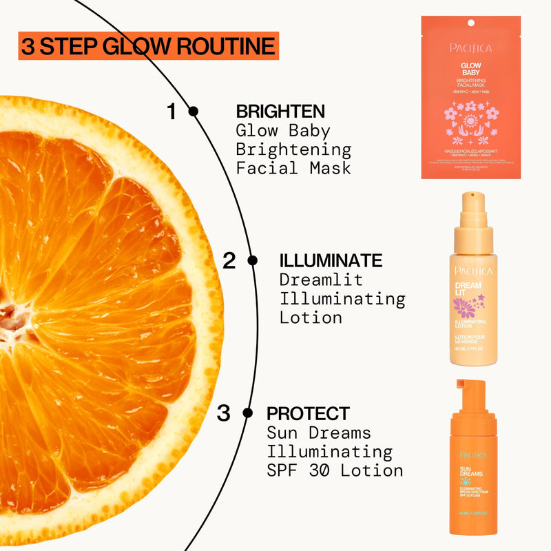 Pacifica Glow Baby Brightening Vitamin C Face Mask 4-Pack – Hydrating Serum-Soaked Sheet Mask for Glowing Skin, Fights Dullness & Dark Spots, Infused with Aloe & Kelp, 100% Vegan & Cruelty-Free 1 Count (Pack of 4)