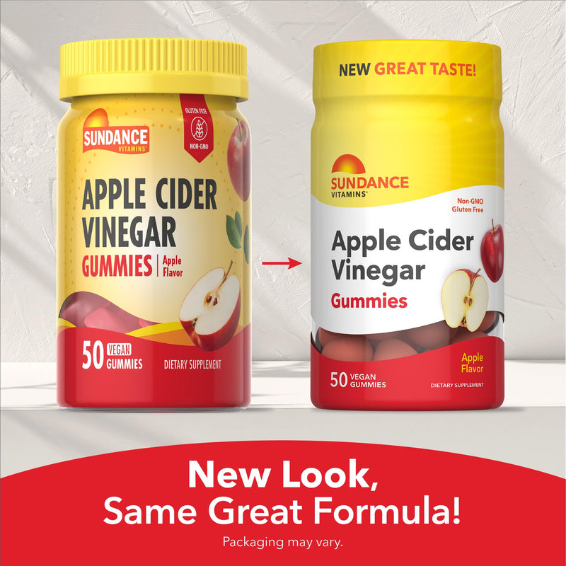 Sundance Apple Cider Vinegar Gummies for Adults | 50 Count | Apple Flavor | Vegan, Non-GMO, and Gluten Free Supplement