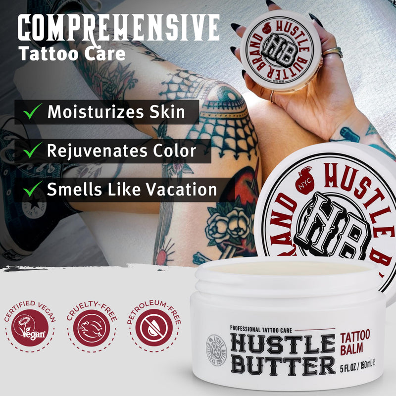 [Australia] - Hustle Butter Tattoo Aftercare 5oz Tattoo Balm, Heals + Protects New Tattoos and Rejuvenates Older Tattoos - 100% Vegan Cream No-Petroleum Tropical 5 Ounce (Pack of 1) 