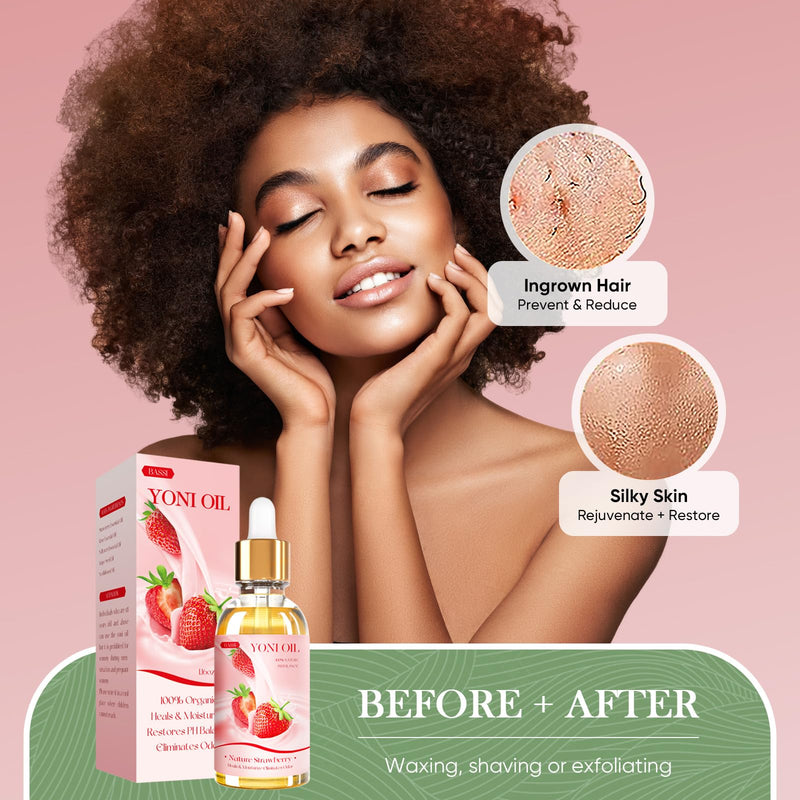 [Australia] - 2 Packs Yoni Oil for Women - Strawberry Fresh Feminine Care Oil - All Natural Vaginal Oil Essential Oils, Reduces Odor, Restores pH Balance and Wetness, 1 fl oz/pc 