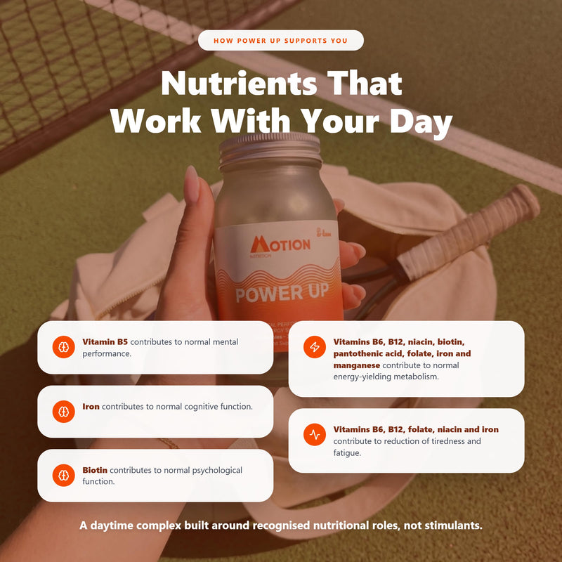 Motion Nutrition Power Up Daytime Nootropic (60 Capsules) | Award Winning Nootropic for Jitter-Free Energy | Monk-Like Focus | Less Mid-Day Fatigue | No Unsafe stimulants or Caffeine | Made in UK