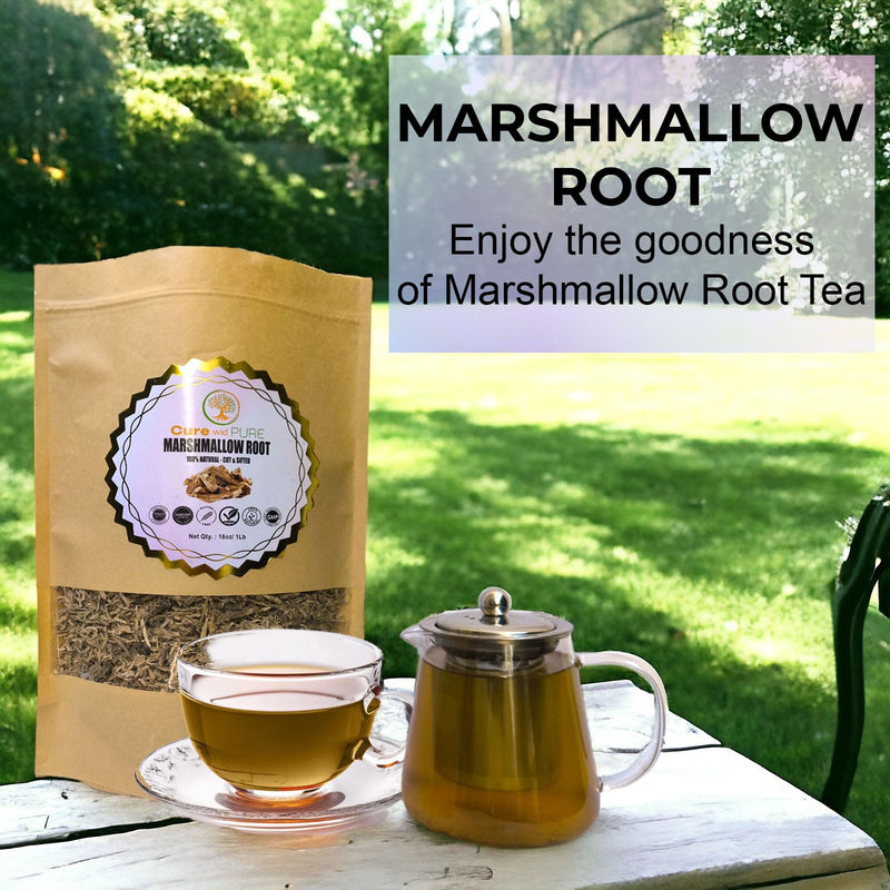 [Australia] - Cure wid Pure Organic Marshmallow Root Herb 1LB – Cut & Sifted Marshmallow Root Tea in Eco-Friendly Resealable Bag Versatile Choice for Herbal Tea, Marshmallow Root Powder, Tinctures & More 1 Pound (Pack of 1) 