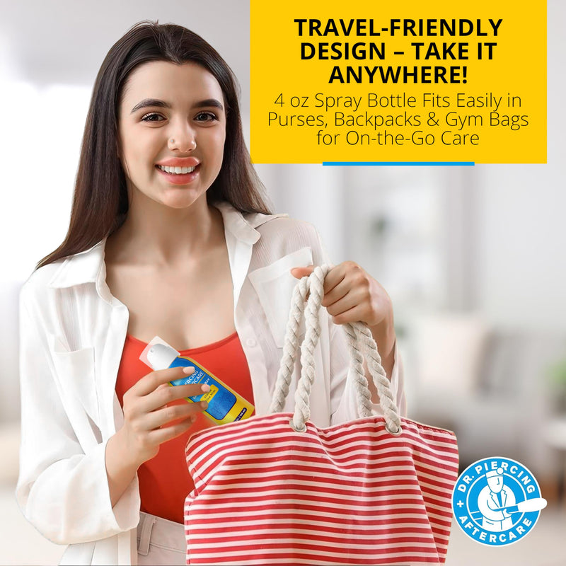 [Australia] - Dr. Piercing Aftercare ‚Äì Piercing Aftercare Sterile Saline Spray - Sterile Saline Solution for Piercings - Ear Piercing Cleaner Saline Wash Spray - Nose, Ear, Belly & Piercing Bump ‚Äì 4.0 oz 4 Ounce 