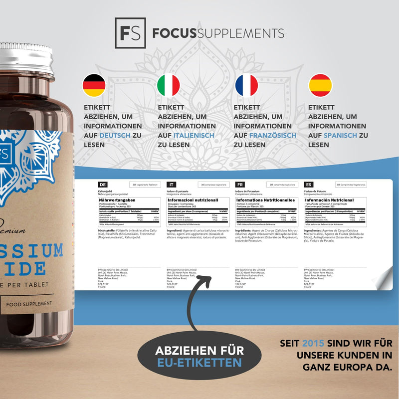[Australia] - FS iodine tablets with potassium iodide | 365 high-dose potassium tablets - 150mcg potassium iodide per serving | GMO, gluten, dairy and allergen free | Made in Britain 