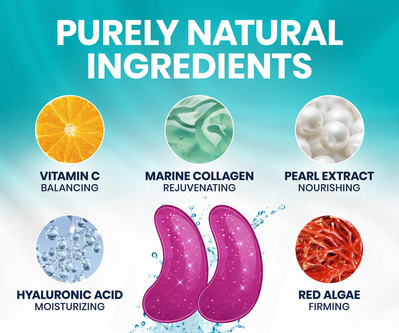 [Australia] - Under Eye Patches for Dark Circles and Puffy Eyes (30 Pairs), Marine Collagen Eye Gel Pads for Puffiness with Vitamin C, Hyaluronic Acid, and Pearl Extract, Eye Mask for Dark Circles and Puffiness 30 Count (Pack of 1) 