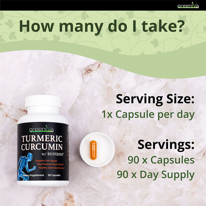 [Australia] - GreenIVe Turmeric Curcumin with BioPerine 90 Capsules with Curcumin 46X higher Absorption 