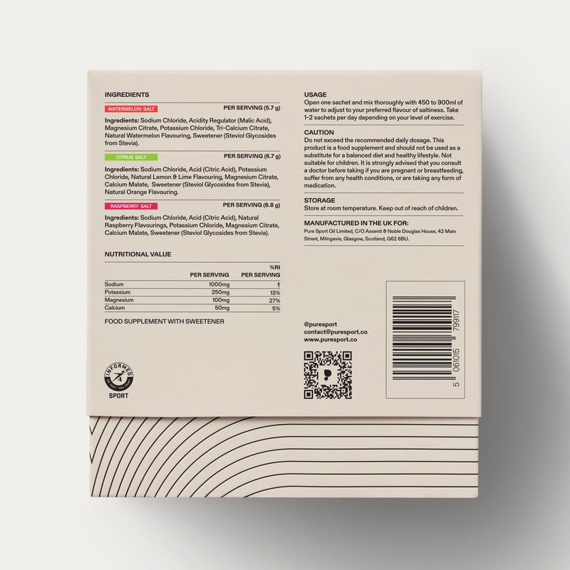 Puresport Ultra Electrolytes Hydration Variety Pack (30 Pack) Watermelon, Citrus & Raspberry Flavours, Sugar-Free, Optimise Hydration & Support Muscles, Travel-Friendly Sachets 30-Pack