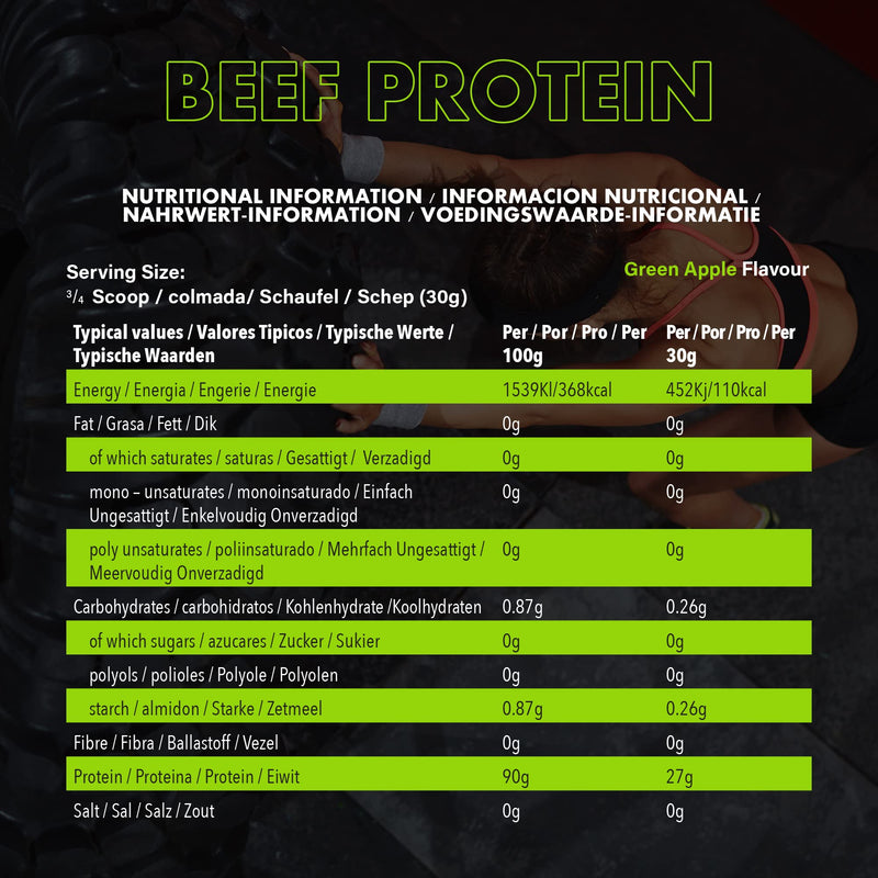 NXT Beef Protein Isolate 540g - High Protein Powder in Natural Amino Acids - Paleo, Keto Friendly - Dairy and Gluten Free | 540g (Green Apple)