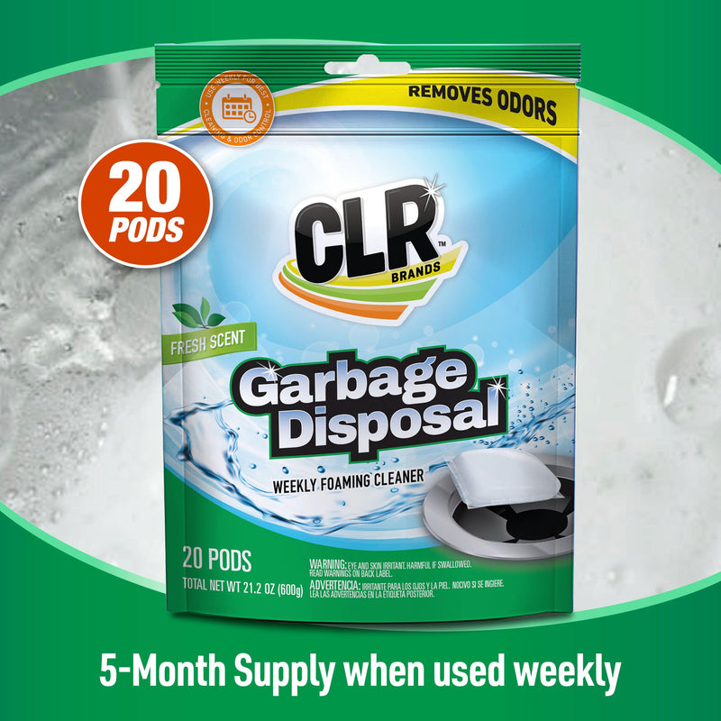 [Australia] - CLR Garbage Disposal Cleaner and Deodorizer Pods, 20 Count, Fresh Scent Foaming Drain Odor Eliminator - 5 Month Supply 