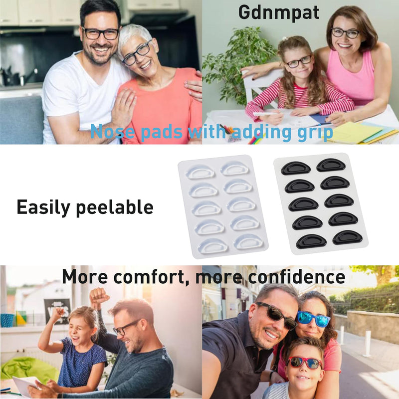 [Australia] - Eyeglass Nose Pads - Grip Added, Upgraded Soft Silicone Adhesive Glasses Nose Pad, Anti-Slip Nose Pads for Glasses Full Plastic Frames Sunglasses (5 Clear Pairs) 