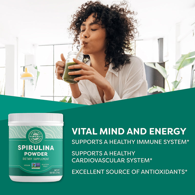 [Australia] - Vimergy Spirulina Powder ‚Äì Concentrated Plant Protein Supports Immune Health & Cardiovascular Function ‚Äì Vegan, Kosher, Gluten-Free ‚Äì 250g 8.8 Ounce (Pack of 1) 