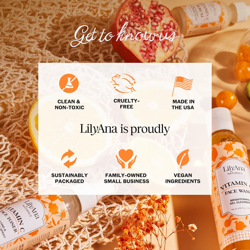 LilyAna Naturals Vitamin C Face Serum with Hyaluronic Acid, 2-Pack | Anti-aging serum with vitamin E helps reduce age spots and sun damage while supporting collagen and elastin. 1 Ounce (Pack of 2)