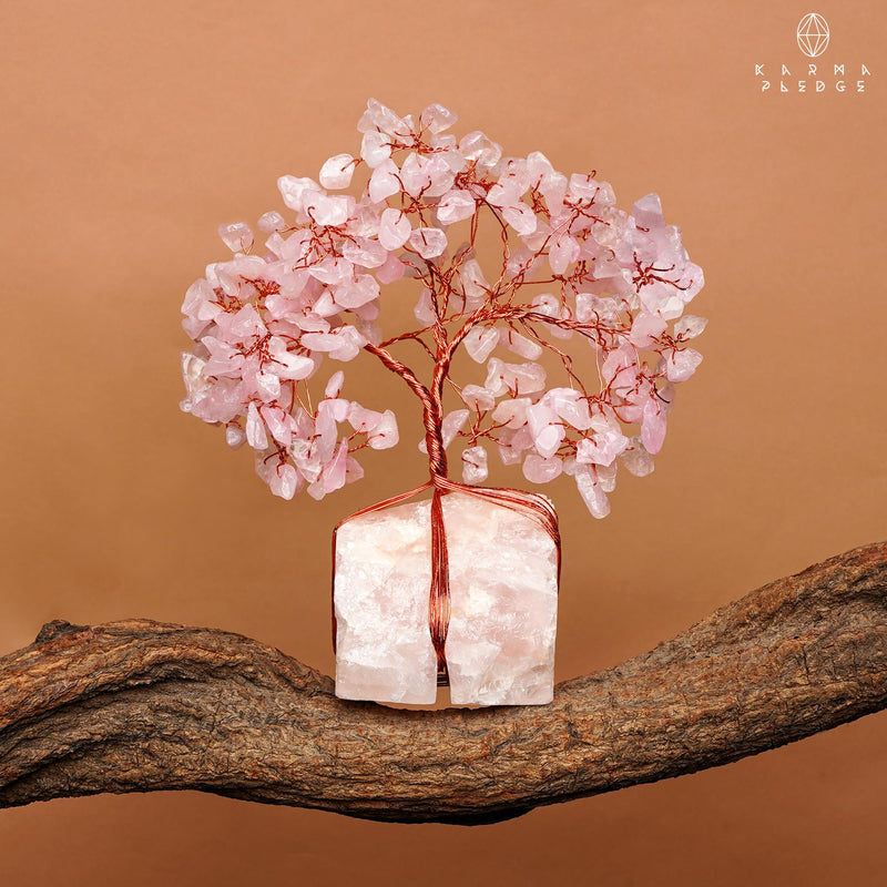 [Australia] - Rose Quartz Crystal Trees for Home Decor, Office Desk Decoration, Chakra Healing Crystals and Stone for Positive Energy, Money, Good Luck, Tree of Life Spiritual Birthday Gifts for Women and Mom 10 Rose Quartz Base Raw Crystal Tree 