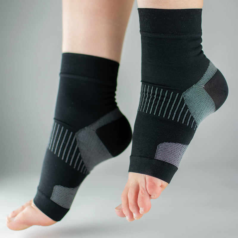 LEGEND Compression Wear Foot Sleeve, Plantar Fasciitis Relief, Heel, Foot, and Arch Pain Support, Swollen Feet, Made in the USA, Black, 1 Sleeve, Small