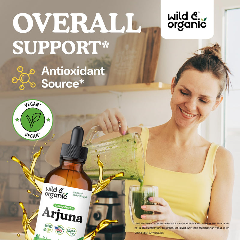 [Australia] - Wild & Organic Arjuna Bark Tincture - Overall Well-Being Supplement - Alcohol-Free Liquid Drops - Terminalia Arjuna Bark Extract - No Sugar & Additives, Non-GMO - 4 fl oz 4 Fl Oz (Pack of 1) 