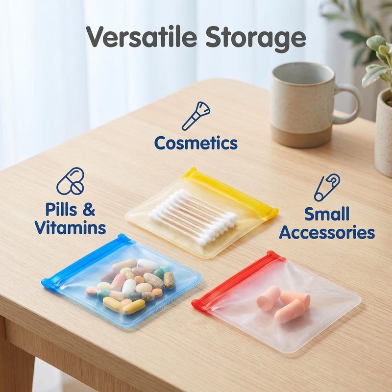 Self Sealing Medicine Bags, 2026 Waterproof Pill Pouch Set, Reusable Travel Pills Organizer for Medicine Vitamins Small Items, Self-Sealing Zipper Medicine Bags for Daily Use (14pcs)