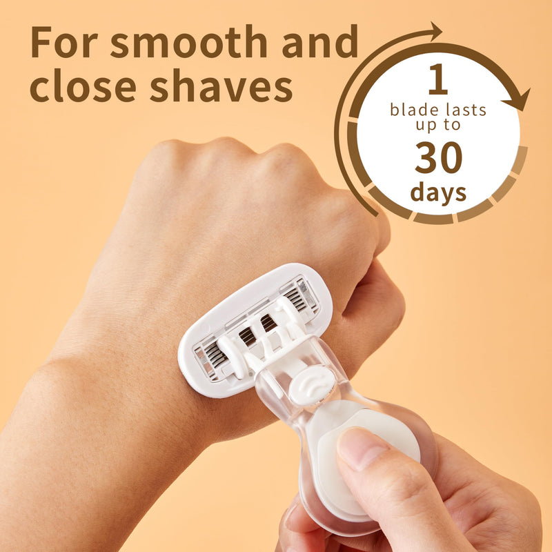 [Australia] - Mini Razors for Women, Extra Smooth On The Go Razor with 1 Travel Case + 1 Handle + 5 Blade Refills + 1 Gift Box, 5 Blades Portable Body Razor for Shaving and Hair Removal (White) 