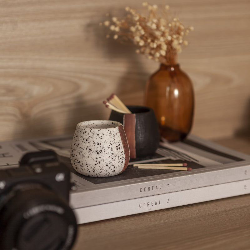 [Australia] - Ceramic Match Holder with Striker for Cute and Fancy Matches - Set of 2 - Matches in a Jar - Decorative Modern Home Decor Gifts - Mantel Decorations - Matches NOT included 