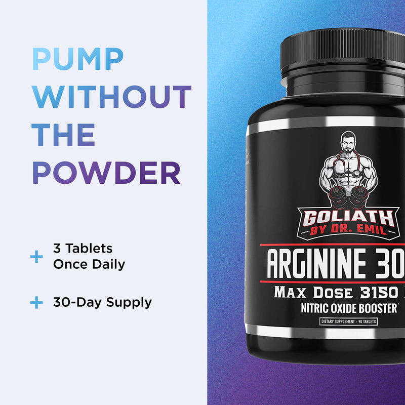 [Australia] - Dr. Emil - L Arginine (3150mg) Highest Capsule Dose - Nitric Oxide Supplement for Vascularity, Endurance and Heart Health (AAKG and HCL) - 90 Tablets 