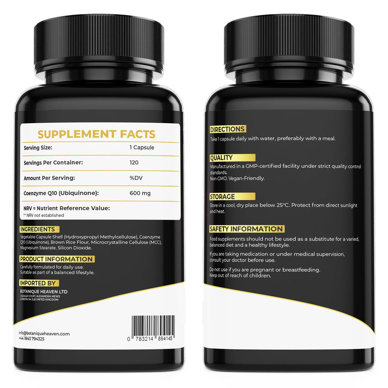 CoQ10 600mg Per Capsule – High Potency Coenzyme Q10 (Ubiquinone) – 120 Vegan Capsules – One Per Day – Clean Formula – Non-GMO & Gluten Free Supplement
