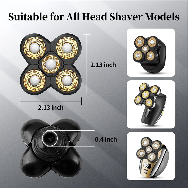 [Australia] - Replacement Head for Electric Shaver 5D Close Mens Electric Razor Head Waterproof Head Shavers for Men Replacement Head Wet & Dry Bald Shavers Blade (Gold) 