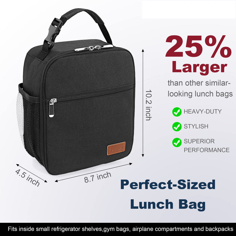 [Australia] - Femuar Lunch Box for Men Women Adults Small Lunch Bag for Office Work Picnic - Reusable Portable Lunchbox, Black 