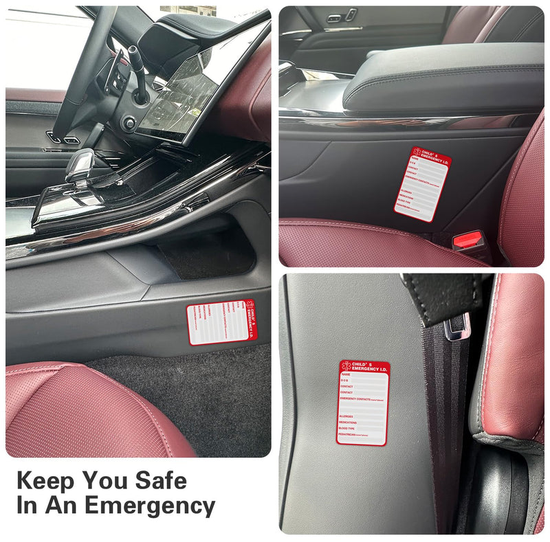 [Australia] - Car Seat Emergency Info StickerÔºåEmergency Contact CardÔºåWaterproof Car Decorative Stickers - Personalized Car Stickers,10-Pack, Red 