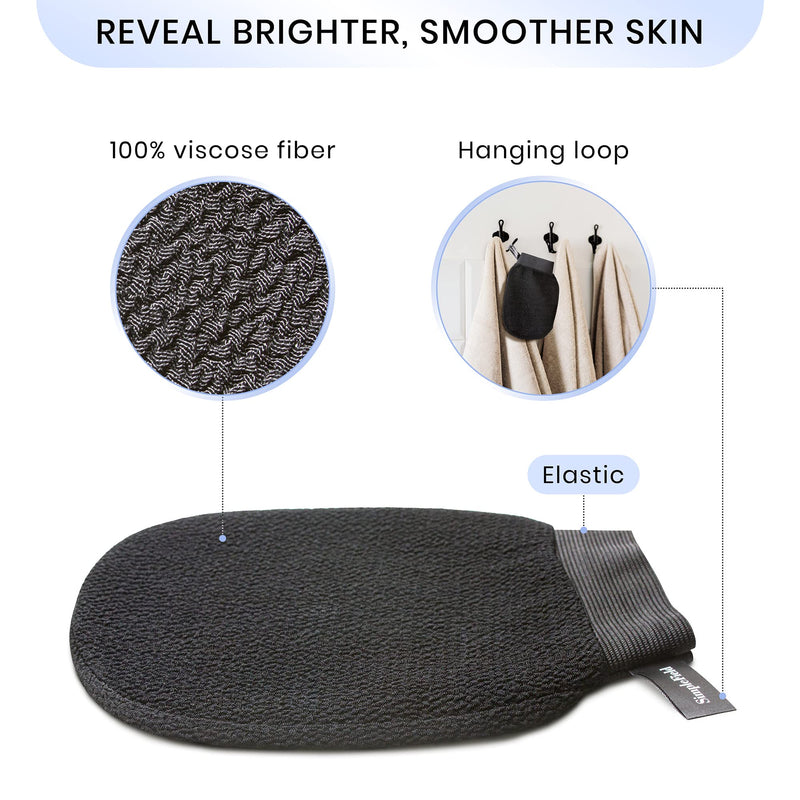[Australia] - Korean Exfoliating Mitt for Remove Dead Skin. 2 Pack 100% Viscose Deep Exfoliating Gloves for Body Scrub, Keratosis Pilaris and Self Tanning. Easily Smooth Skin Surface. 2 Piece 