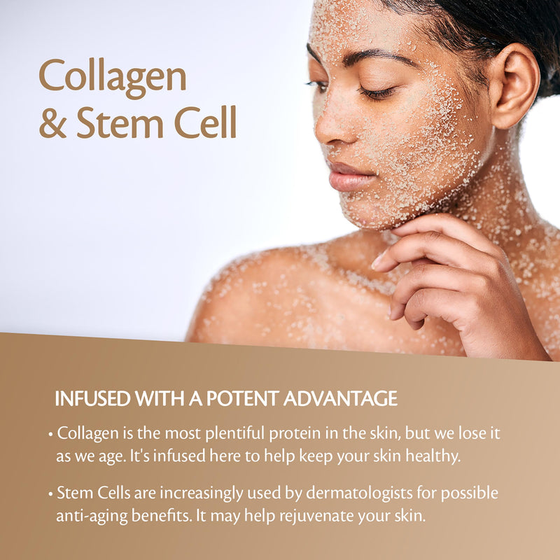 [Australia] - Brown Sugar Scrub Face Foot & Body Exfoliator Infused with Collagen and Stem Cell Exfoliating Salt Body Scrub for Toning Skin Cellulite Skin Care, 12oz by M3 Naturals Brown Sugar 