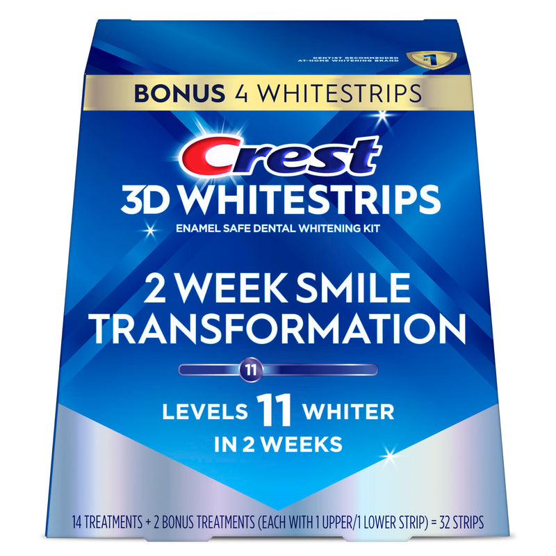 Crest Teeth Whitening Strips, Crest 3D Whitestrips 2 Week Smile Transformation, Enamel Safe Teeth Whitening Kit, 16 Treatments (32 Strips), Whiter Teeth in 2 Weeks, 11 Levels Whiter 1 Count (Pack of 1)