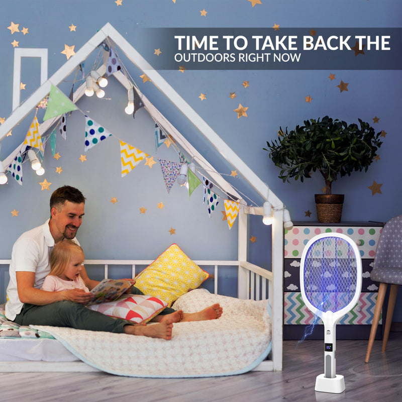 [Australia] - 2 in 1 Electric Bug Zapper, Mosquitoes Trap Lamp & Racket, USB Rechargeable Electric Fly Swatter for Home and Outdoor Powerful Grid 3-Layer Safety Mesh Safe to Touch 