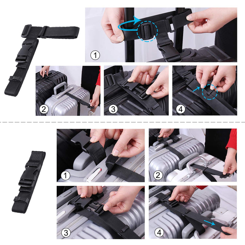 Luggage Hook Strap，J Hook for add a Bag Luggage and Luggage Connector Straps for Connect Your 3 Luggage Together