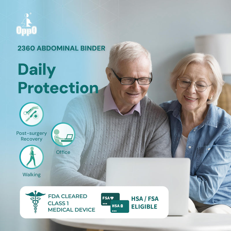 OPPO 2360 Abdominal Binder - Breathable Postpartum Postoperative Wrap - Compression Wrap for Men and Women (Grey, Medium, 1-Pack) Grey