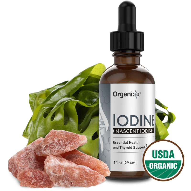 [Australia] - Organixx Pure Liquid Iodine Supplement, Support Healthy Thyroid Function, Restore Optimal Iodine Levels, Boost Mood & Energy Levels, Improve Hair and Skin, Organic Iodine Drops, Vegan, 1 fl oz 